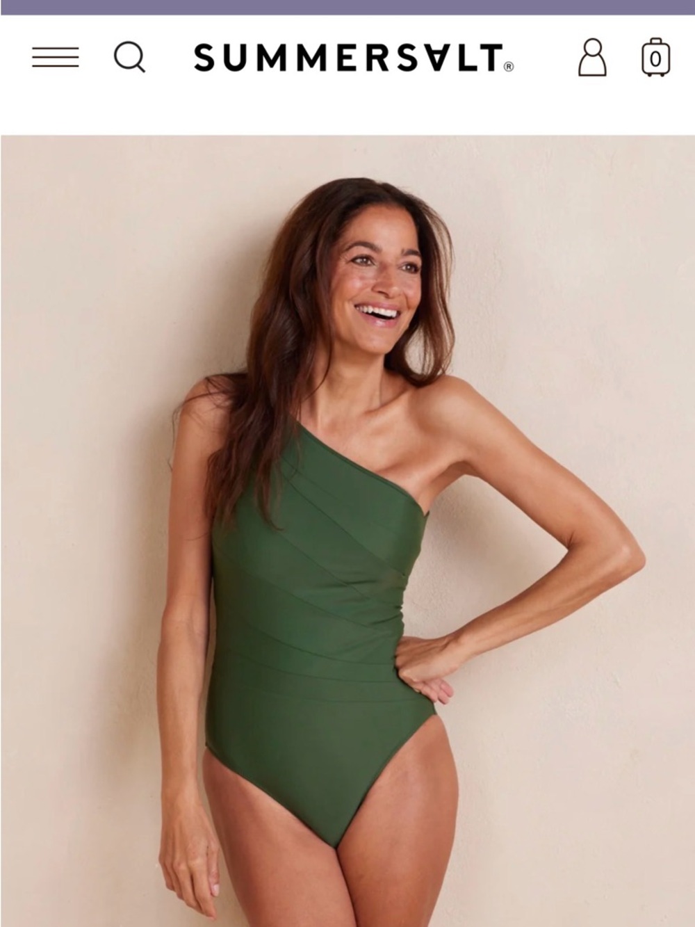 summersalt One-Shoulder Olive Green Swimsuit - Picture 1 of 8